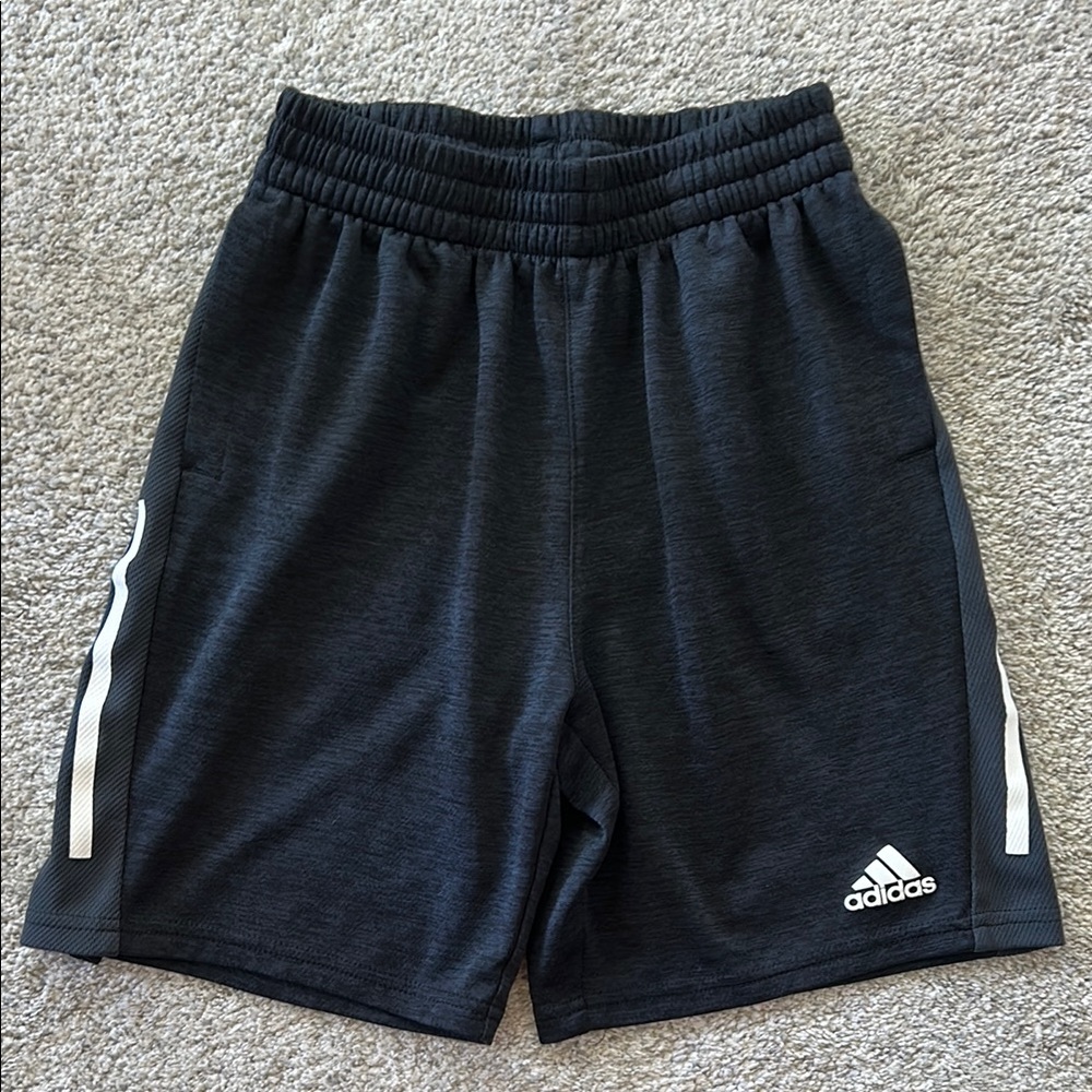 Adidas Boys Charcoal Shorts with White Accents